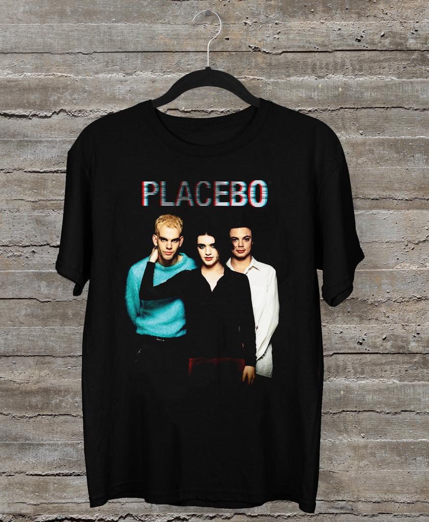 NUOVA Maglietta Nera Manica Corta AL70 Unisex con Membro della Band Placebo Tutte le Taglie