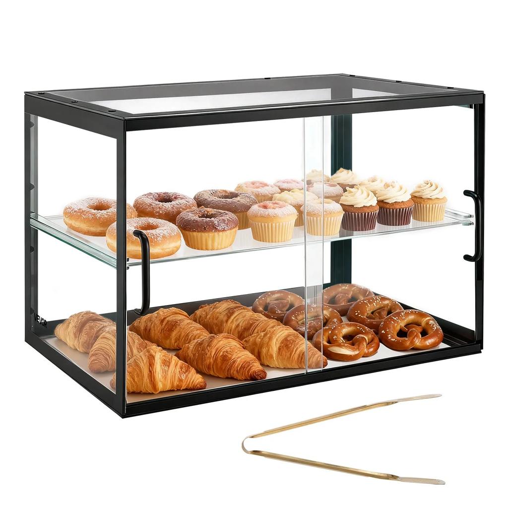 VEVOR Vetrina da Panetteria, Vetrina da Banco Commerciale a 2 Piani per Pasticceria, Scatola Trasparente in Acrilico per Pane per Cucina