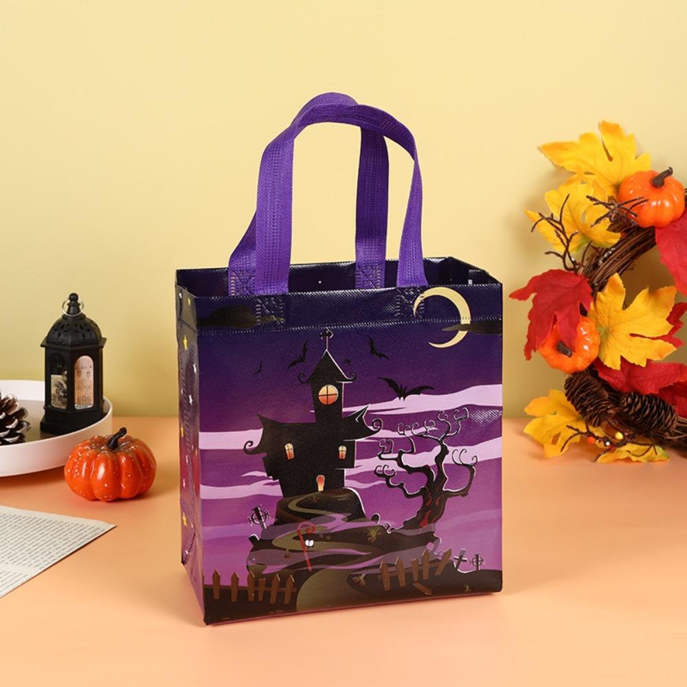 Pumpkin Halloween Tote Bag Handbag Halloween Gift Bag Foldable Halloween Non-woven Bag  Girl