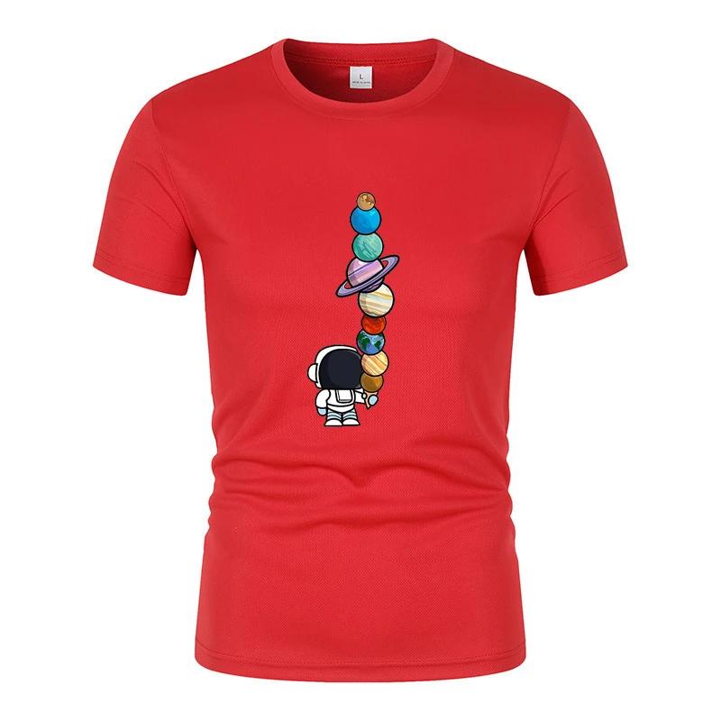 

Новая мужская футболка с короткими рукавами, летняя мода, космическая астронавт, интересная футболка с принтом, повседневная, уличная, для бега, быстросохнущая XXXXXL красный