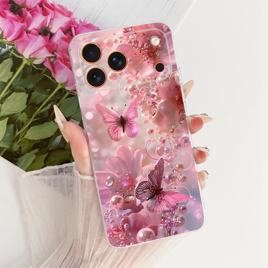 For Apple iPhone 17 Pro Max Case Luxury Flowers New Painted Cover Clear Silicone Case For iPhone 17 Air iPhone17 Pro Soft Fundas