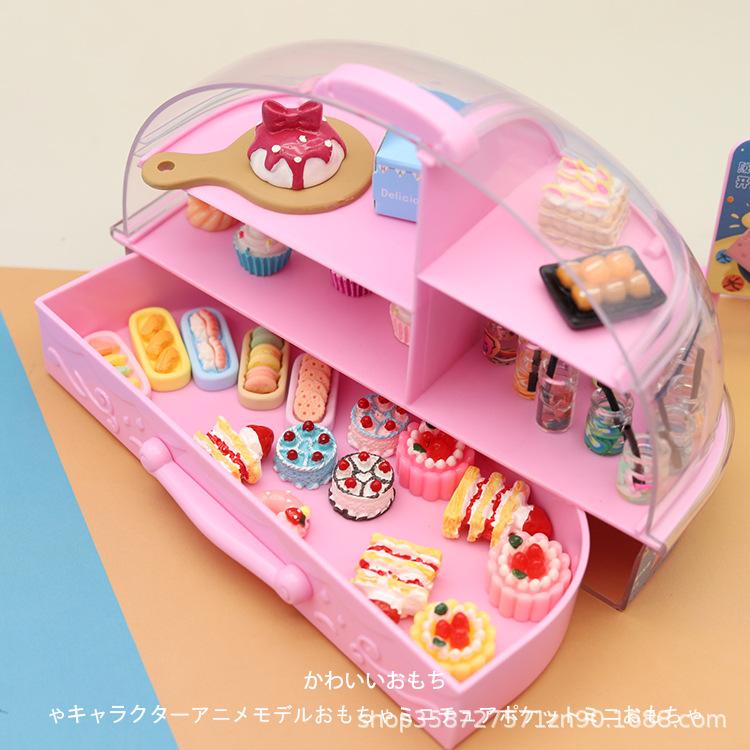 Children'S Play House Simulation Mini Pink Cake Cabinet Miniature Model Toy Doll House Kitchen Small Ornament Toy