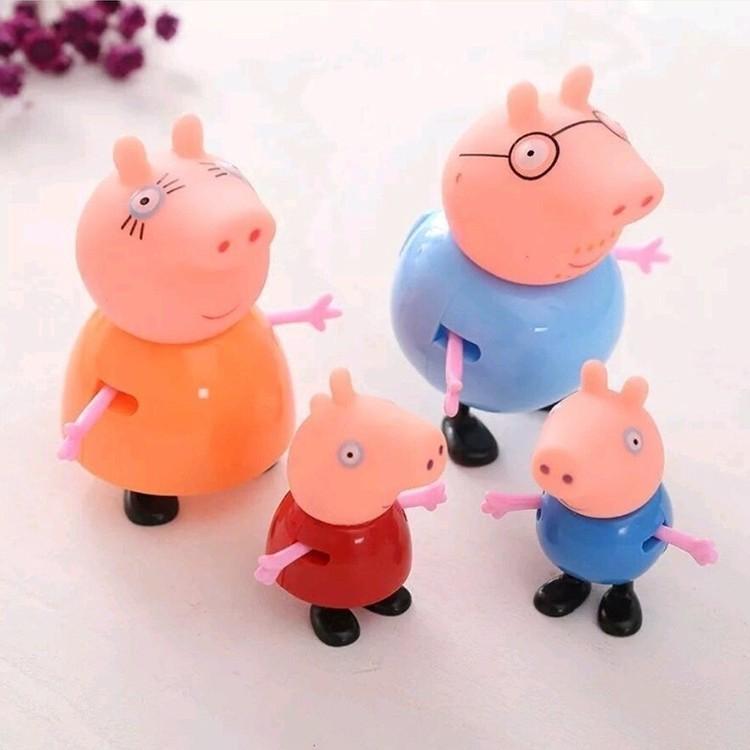 Cartoon Peppa Pig Cake Topper Set For Birthday Party With Soft And Hard Headed Figures
