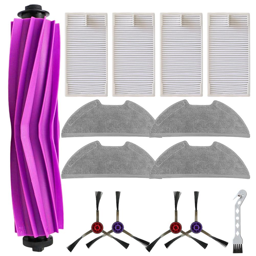 

For Eureka E20 Plus Robot Vacuum Accessories Kit: Main Brush, 4 Side Brushes, Filter, 4 Mop Pads, Cleaning Brush – 1 Set