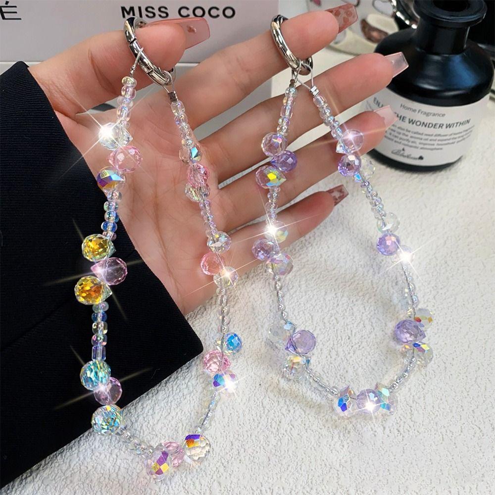 Hand-beaded Mobile Phone Lanyard Strap Crystal Car Keychain Fashion Phone Hand Rope