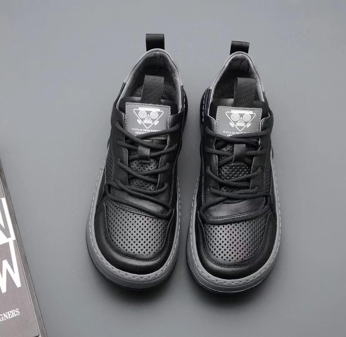 

Fashion trend board shoes men s soft leather white shoes autumn comfortable versatile casual shoes Korean version of youth sports shoes men s shoes 44