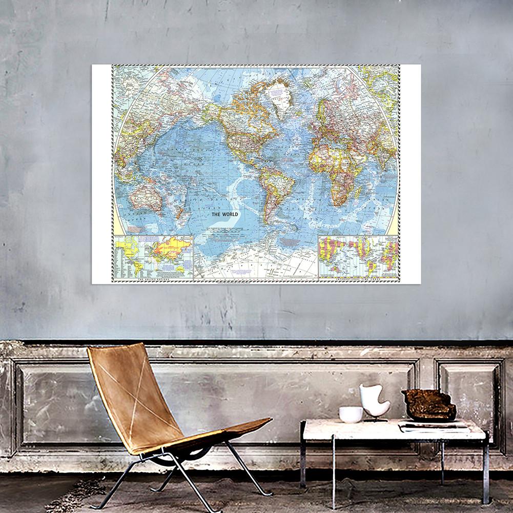 -MAP- World Map (1960) World Map Poster Prints Wall Posters,Tourism/Educational Tool,Decorative Hanging Picture