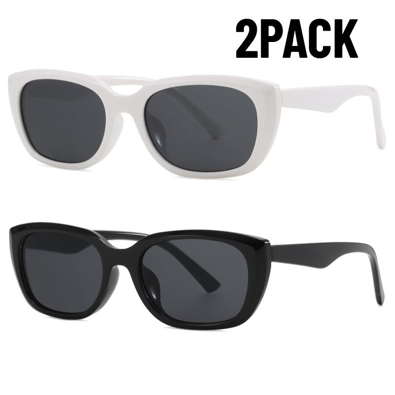 2PACK Retro Y2K Style Small Square Sunglasses Women Cat Eye Sunglasses Fashion Colorful Mirror Goggles Men Punk Sports Glasses
