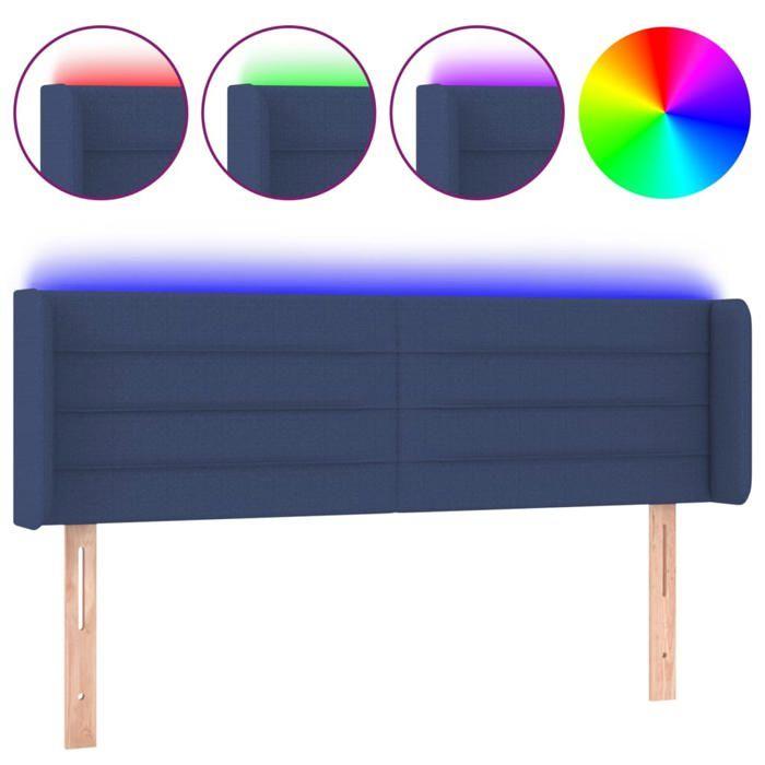 VidaXL Tête de Lit à LED Meuble de Chambre à Coucher Accessoire de Lit Double Tête de Cadre de Lit Intérieur Bleu 3123380