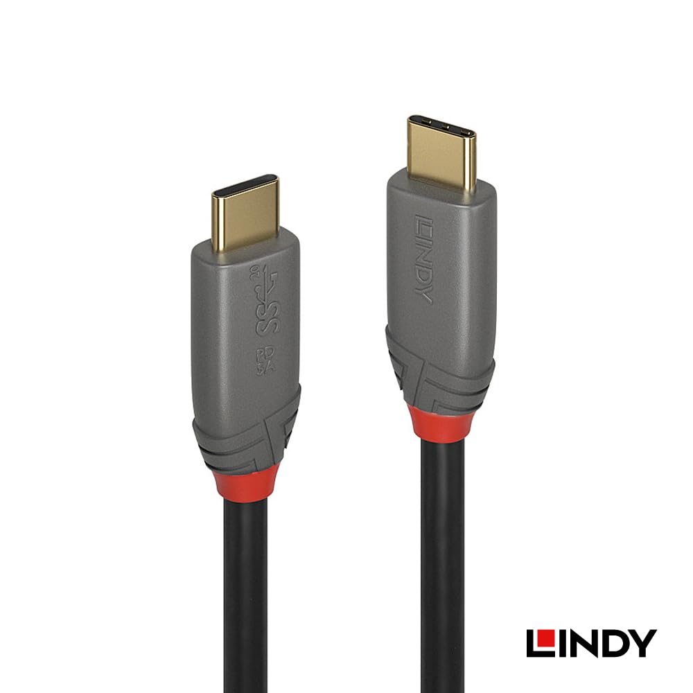 LINDY 1m ANTHRA LINE USB Gen 2x2-kabel med PD Smart Chip 3.2 Type-C (Modellnummer 36901)
