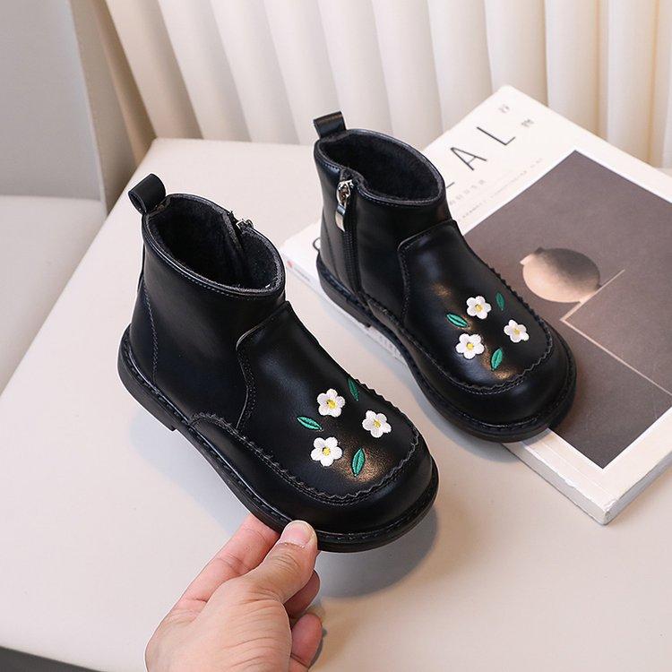

Children Ankle Boots Autumn Winter Comfortable Anti Slip Warm Girl Princess Boots Kids Artificial Leather Boots 23 чёрный