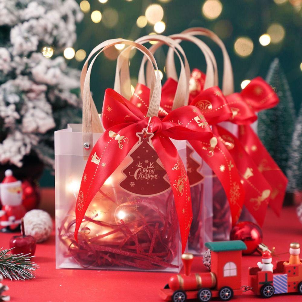 Raffia Christmas Gifts Bag Bowknot Xmas Eve Tote Handbag Party Supplies Gift Wrap Bags Snack