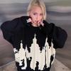 Knit Sweater Hip Hop Cartoon Print Skims Pullover Streetwear Y2K Top Unisex