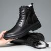 2025 winter new high-top wool Martin boots with integrated fur men's cotton shoes with fleece thermal leather boots men's shoes
