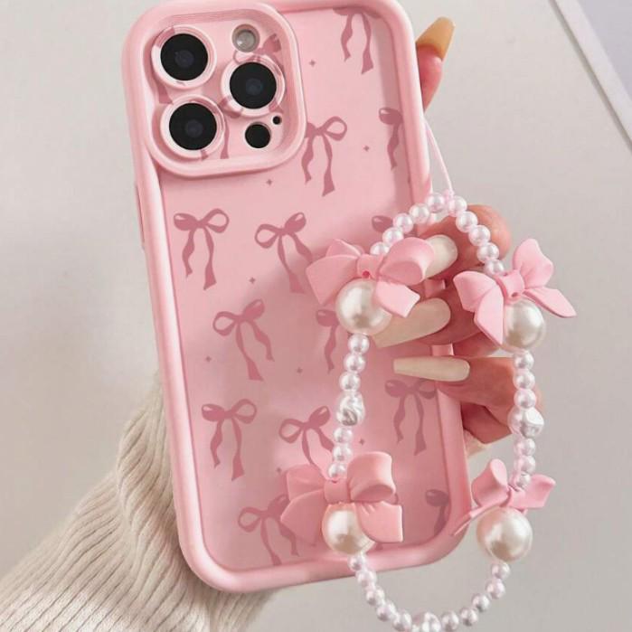 Stylish Bow Chain Case for iPhone Models: 13 Pro, 15, 15 Pro Max, 16, 17