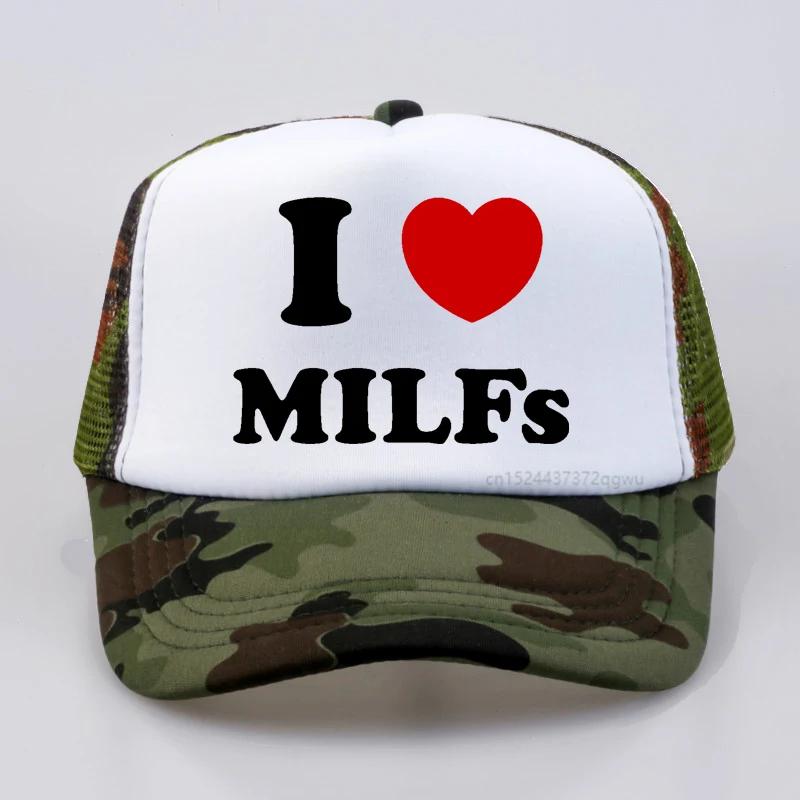 I Love MILFs Heart Baseball cap Graphic Cotton pop Mesh Breathable Trucker hat Birthday Gifts Summer Style Unisexs hats