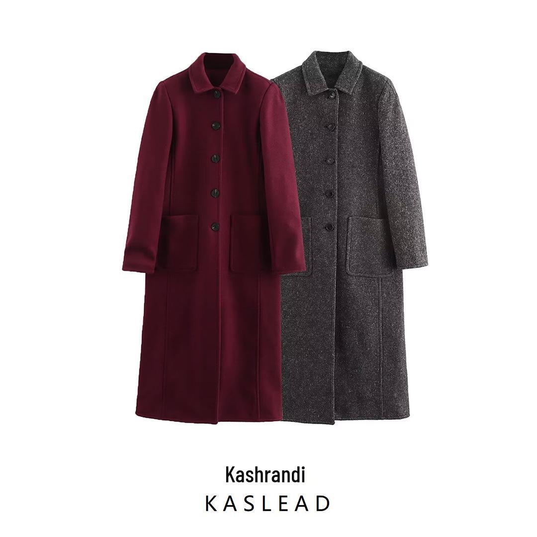 

Women s 2024 Winter Fashion Versatile Overcoat with Patch Pockets S