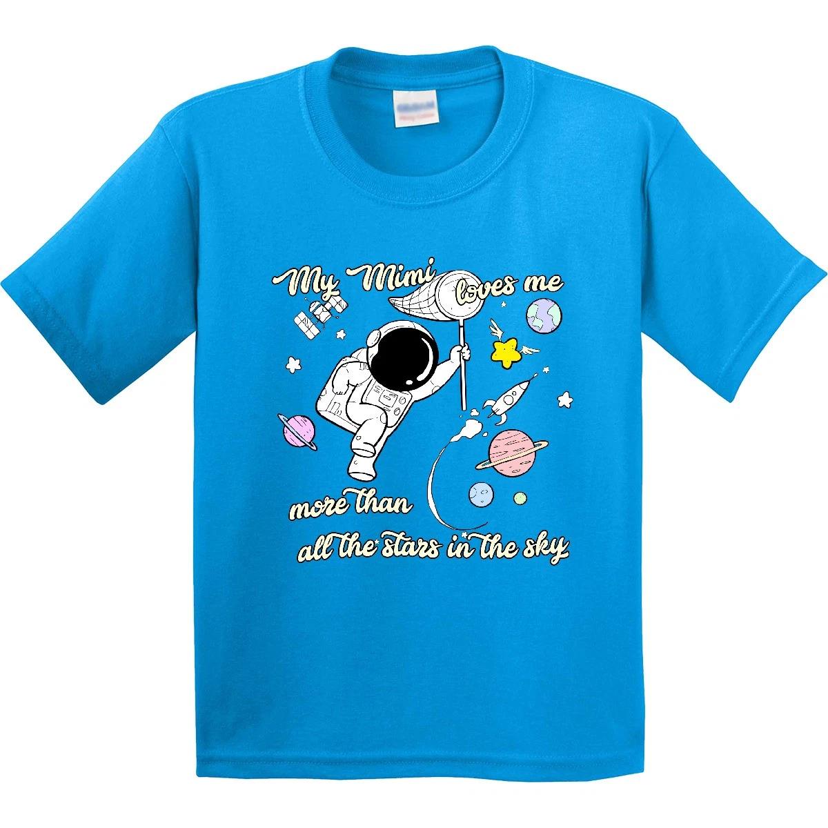 

Inktastic My Mimi Loves Me Youth T-Shirt Astronaut Stars In The Sky Grandchild 100