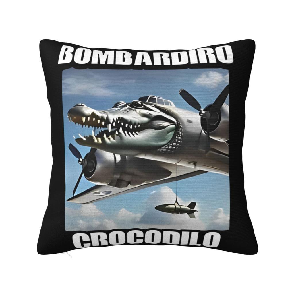 Meme Brainrot Bombardino Crocodilo Poszewka na poduszkę Pokrowiec na poduszkę Kreatywny Zamek Błyskawiczny Poszewka na poduszkę do rzucania Pokrowiec na siedzisko 45x45cm