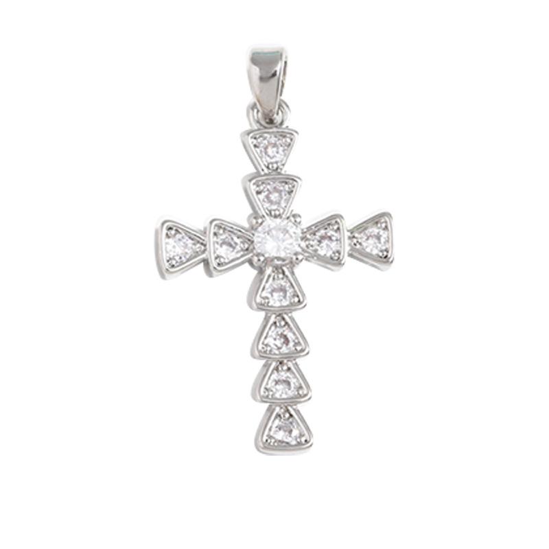 Colier cu Pandantiv Cruce din Cupru cu Zirconiu Stil Punk