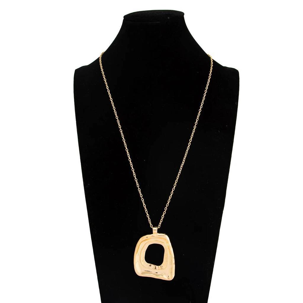 Salircon Punk Irregular Square Pendant Necklace for Women Trendy Simple Woven Rope Chain Necklace Clavicle Chain New Jewelry