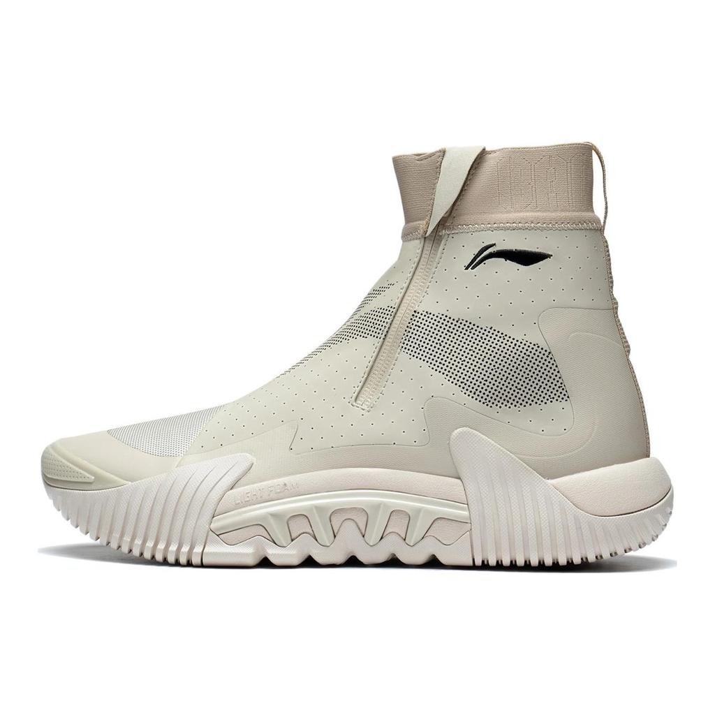 New LINING Badfive 2 Basketball Shoes Men High Top Dusty Khaki ABFS017-5