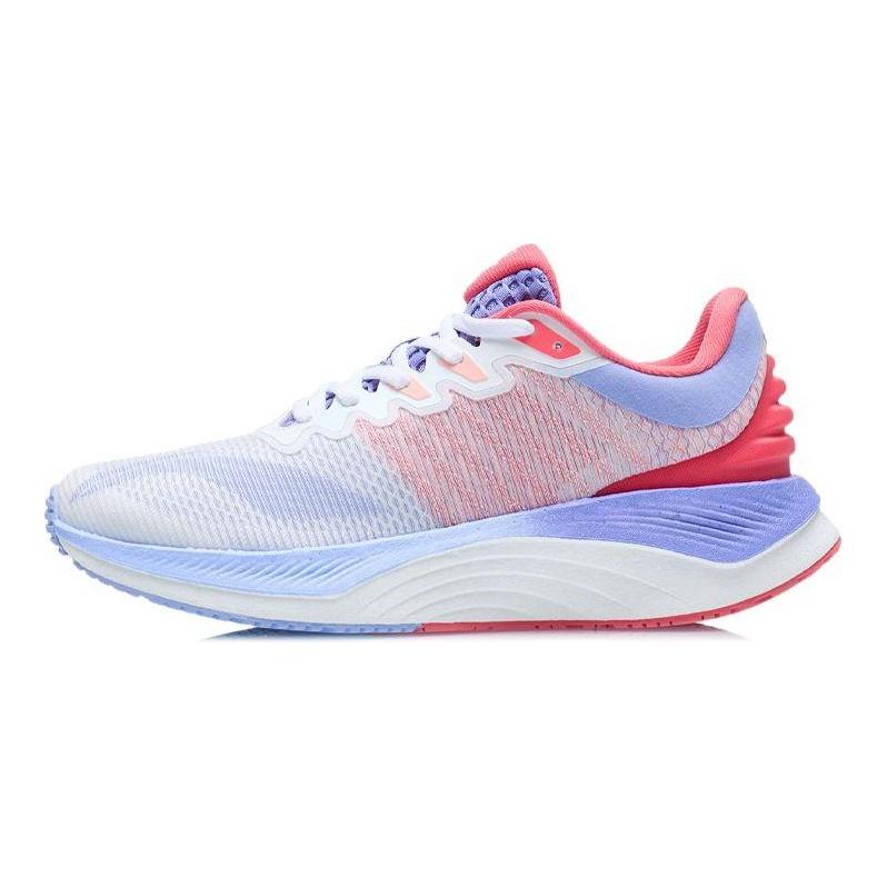 Li Ning Yue Ying Reflective Shock Absorption Non-Slip Wear-Resistant Low-Top Running Shoes Women Running Shoes White Red Purple ARHR128-6