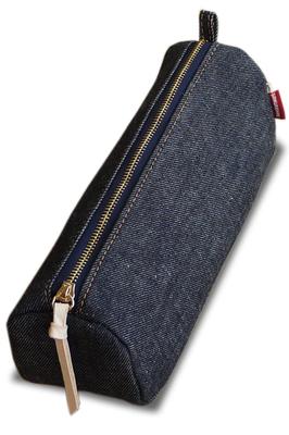 BesoinAccessoire Réseau Fabriqué avec Stylo Japonais Stylo Maquillage Fermeture Éclair Grande Pochette Bleu Indigo, Étui, Jean, Étui, Pochette, Étui, Organisateur, Capacité,