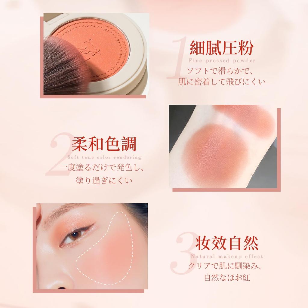 Gevlonecirly Natural Cheek Set Powder Cheek Matte Finish Highly Pigmented Blush Highlighted Cosmetics 3 Colors (03-Peach)