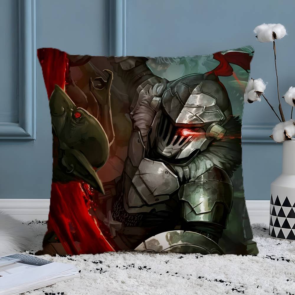 Handsome Anime Goblin Slayer-Cartoon Pillow Case Silky Elegant Comfort Sofa Bed  Invisible Zipper Beach Pillowcase