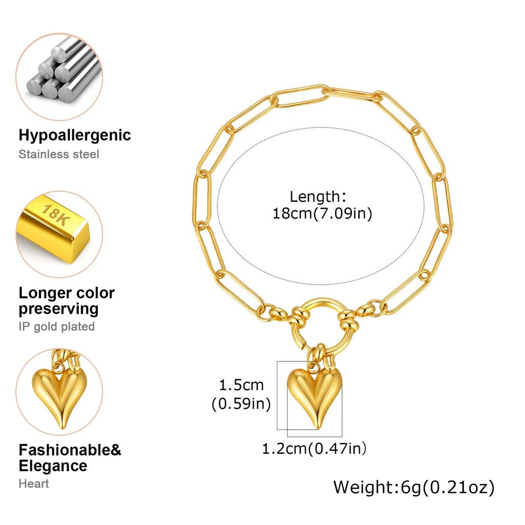 Women's Love Chain Bracelet Stainless Steel Bubble Buckle Bracelets Fashion Heart Accessories Bracelet Mother's Day Gift