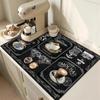 Durable Rubber Coffee Drying Mat for Kitchen and Coffee Shop Retro Print Diatom Mud Table Mat Coffeeware Accessory Home Decor