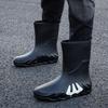Young Motorcycle Fleece-lined Winter Men's Rain Boots Print Biker Warm Pvc Waterproof New Fishing Work Original Mud Male Shoes