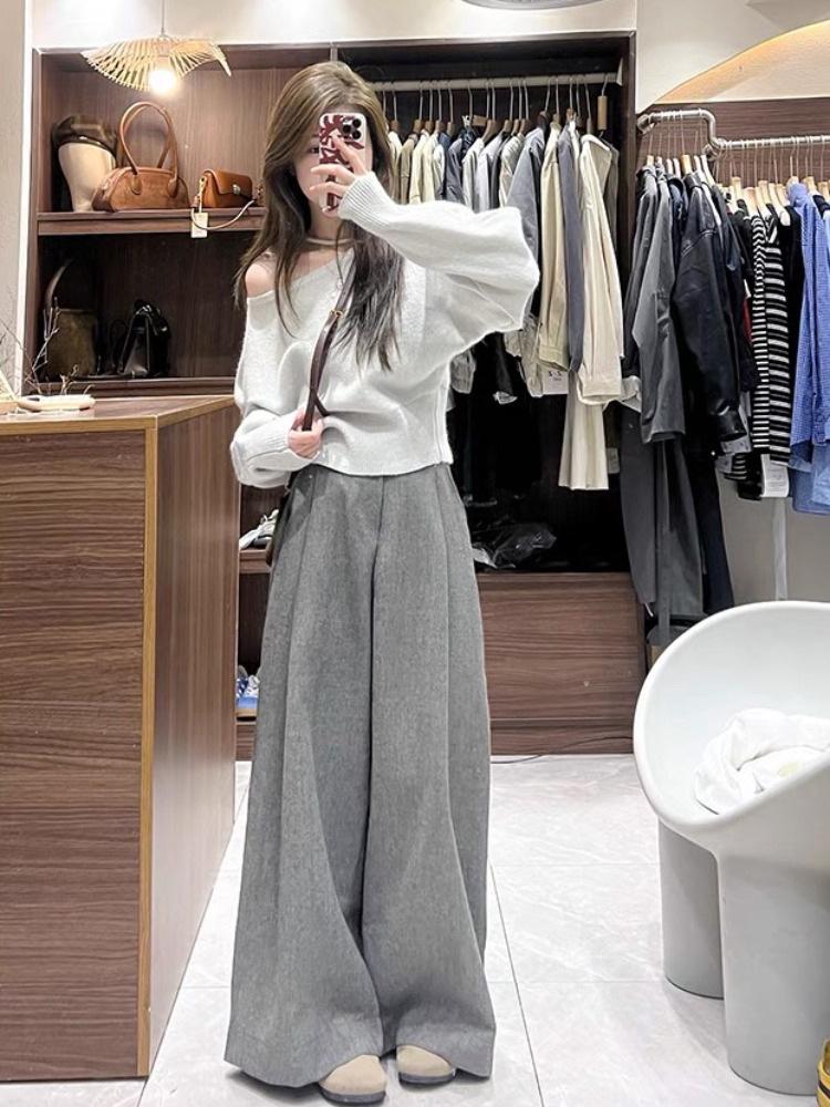 

2025 Autumn/Winter Maternity Woolen Wide-Leg Pants Skirt with Velvet-Lining XL
