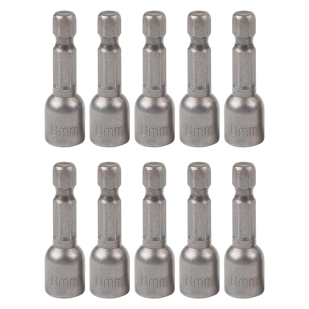 10PC Magnetic Nut Driver Set Highly Efficient for Nuts Tightening with 8mm Socket 42mm Length and Chrome Vanadium Steel