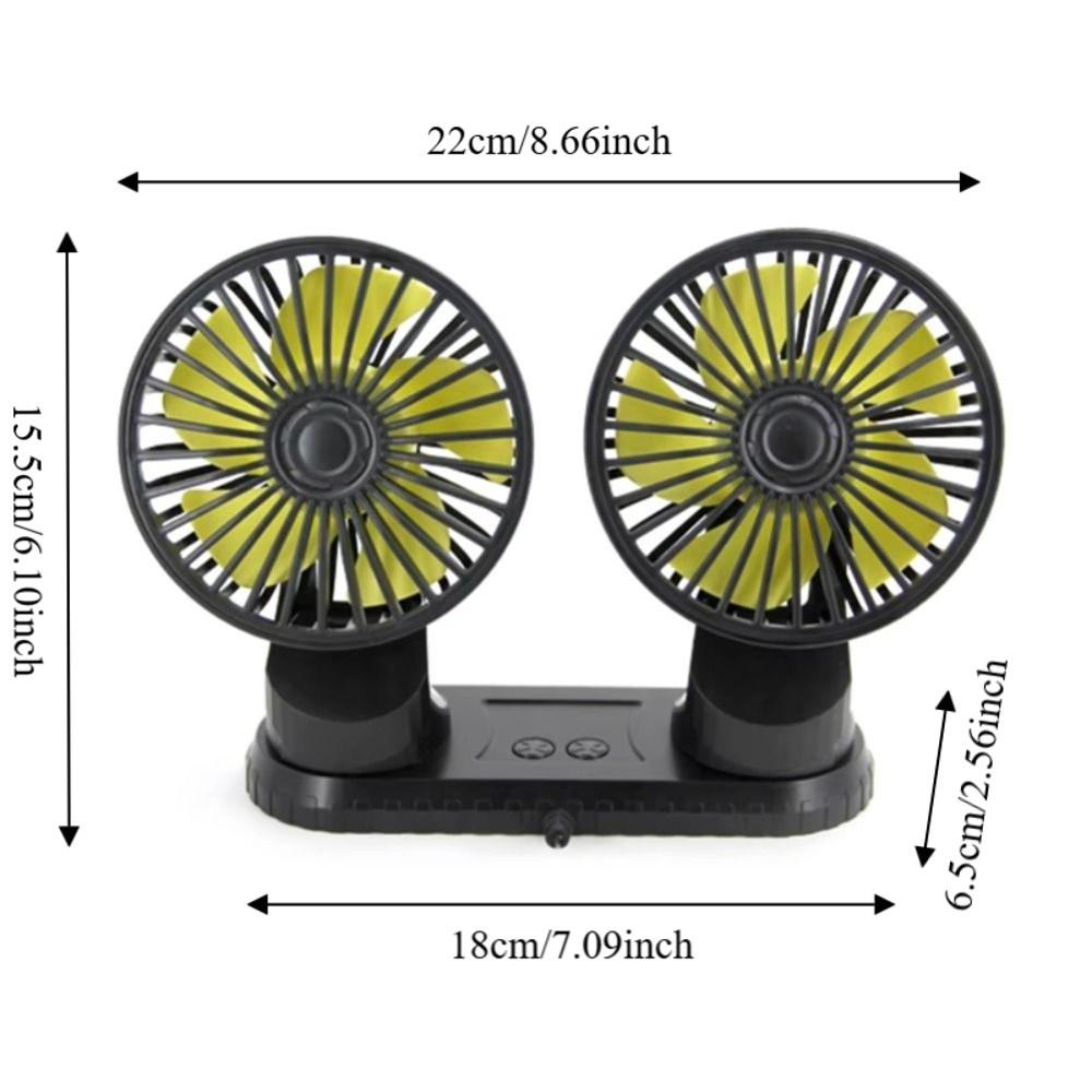 Low Noise Universal Cooling Fan 360° Rotatable Dashboard Air Circulator Fan Dual Head Fan  Desktop