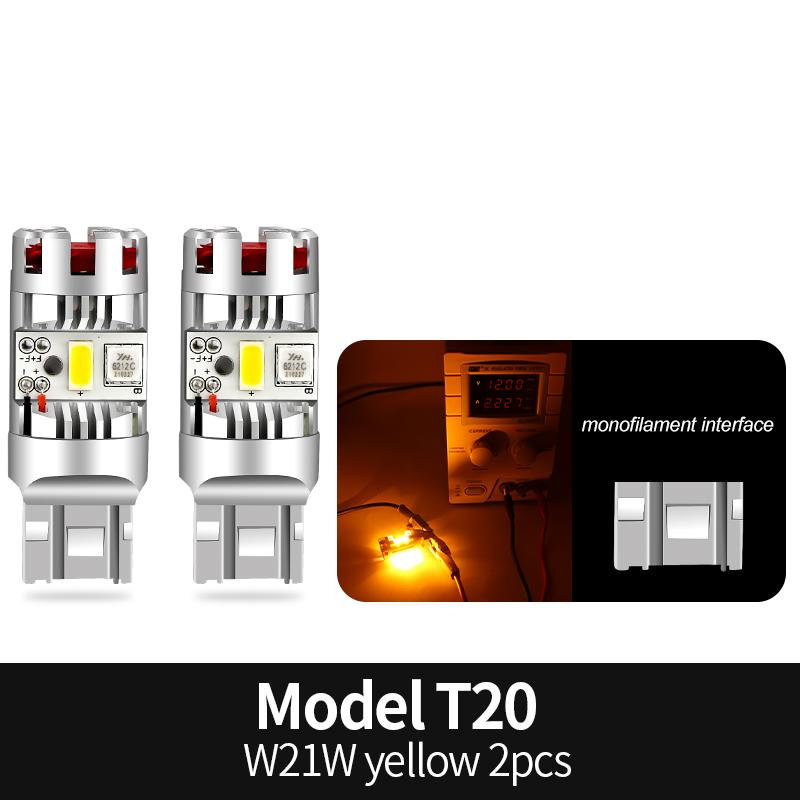 2pcs Turn Signal Light 1156 P21W BA15S PY21W BAU15S T20 W21W 7440 LED Bulbs Super Bright Amber Yellow Light Error Free