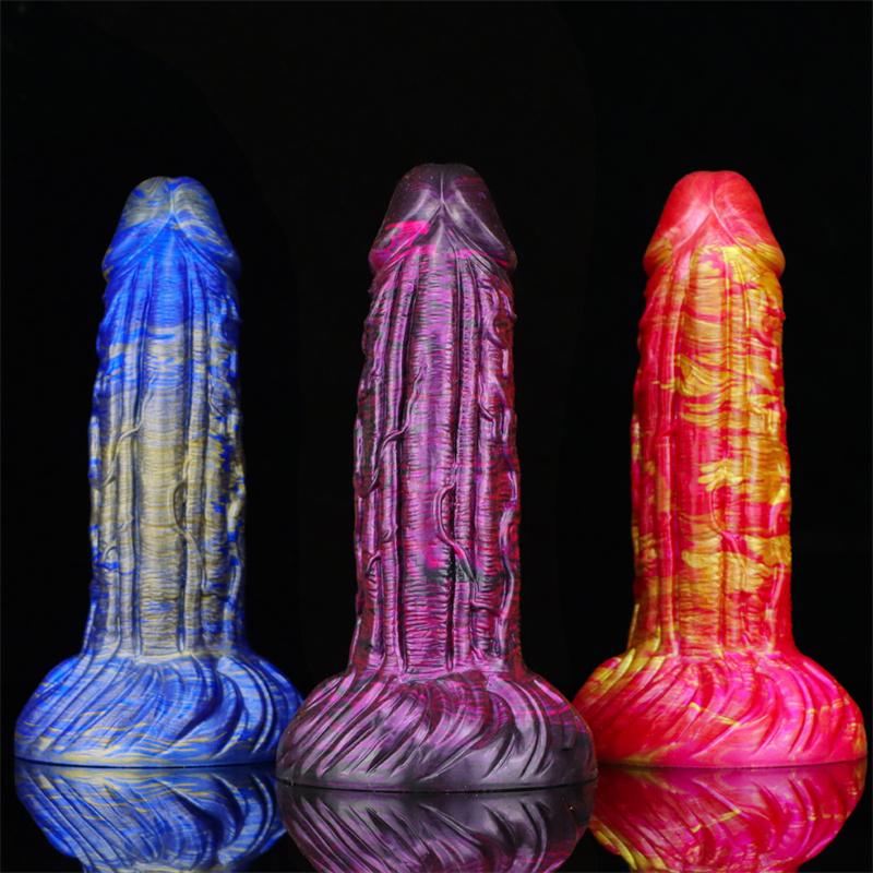 Weibliche gemischte Farbe flüssiges Silikon Nachahmung Dildo geformt zurück Gericht Anal Plug Erwachsene Sexspielzeug