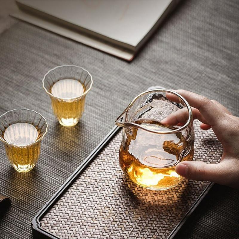 Transparent Hammer Patterned Tea Dispenser Kungfu Tea Cup Household Thicken Heat Resistant Tea Separator Teaware Accessories New