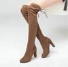 Fashion Brand Thigh High Botines Mujer Plush Fur Shoes Winter Stovepipe Stretch Over Knee Long Boots Women Lace-up Velvet Knight Bottes
