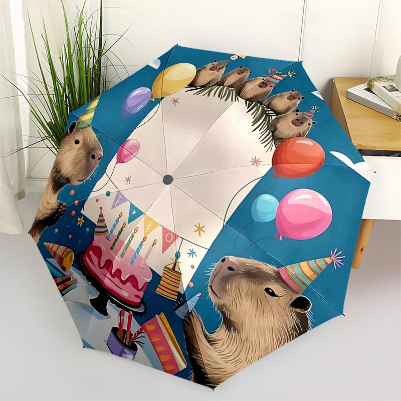 

Capybara Themed Travel Umbrella-8 Ribs Automatic Opening and Closing, Portable Folding Design, Compact and Stylish Umbrella Suitable for Out