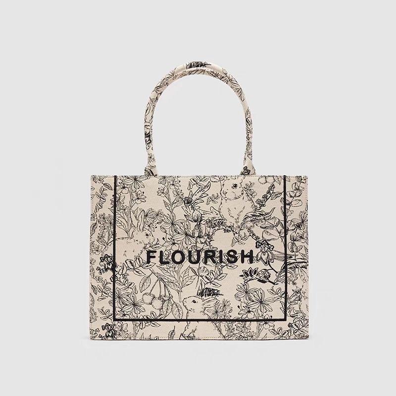 2025 new women's bag fashion summer retro presbyopia computer canvas tote bag versatile embroidered messenger handbag