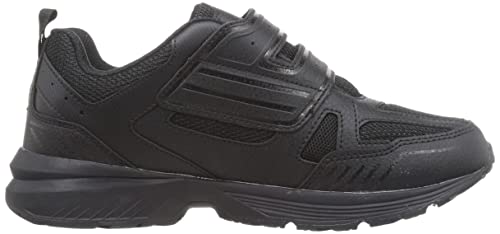 Dunlop Refined Men's Waterproof Wide 4E Velcro Walking, Jogging, and Running Sneakers, DM287, Black, Size 24.5cm