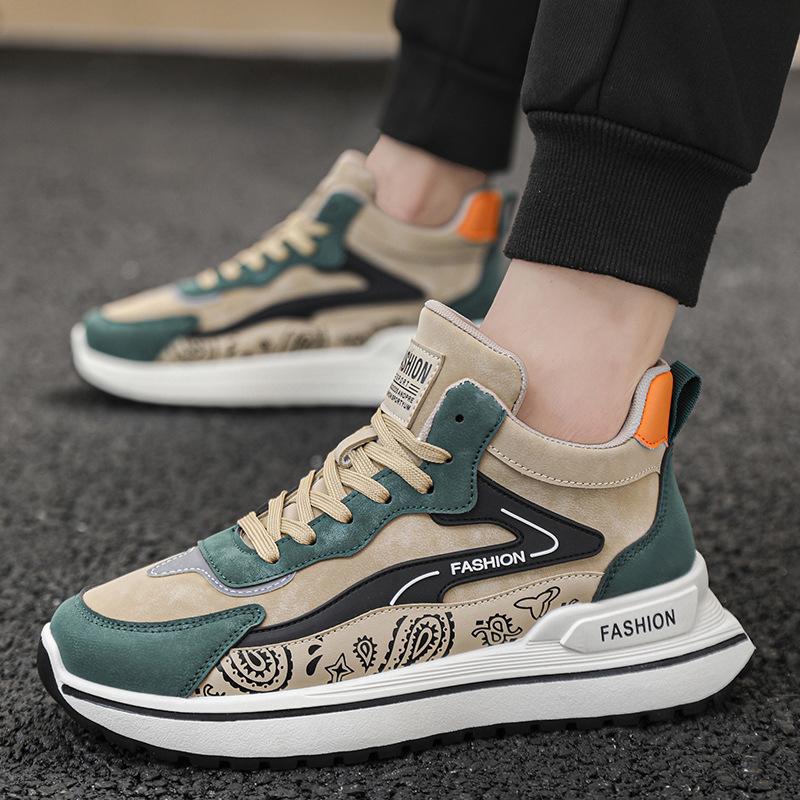 Men's Shoes Spring New High-top Shoes Fashionable and Versatile Casual Shoes Men's Thick-soled Non-slip Sports Shoes