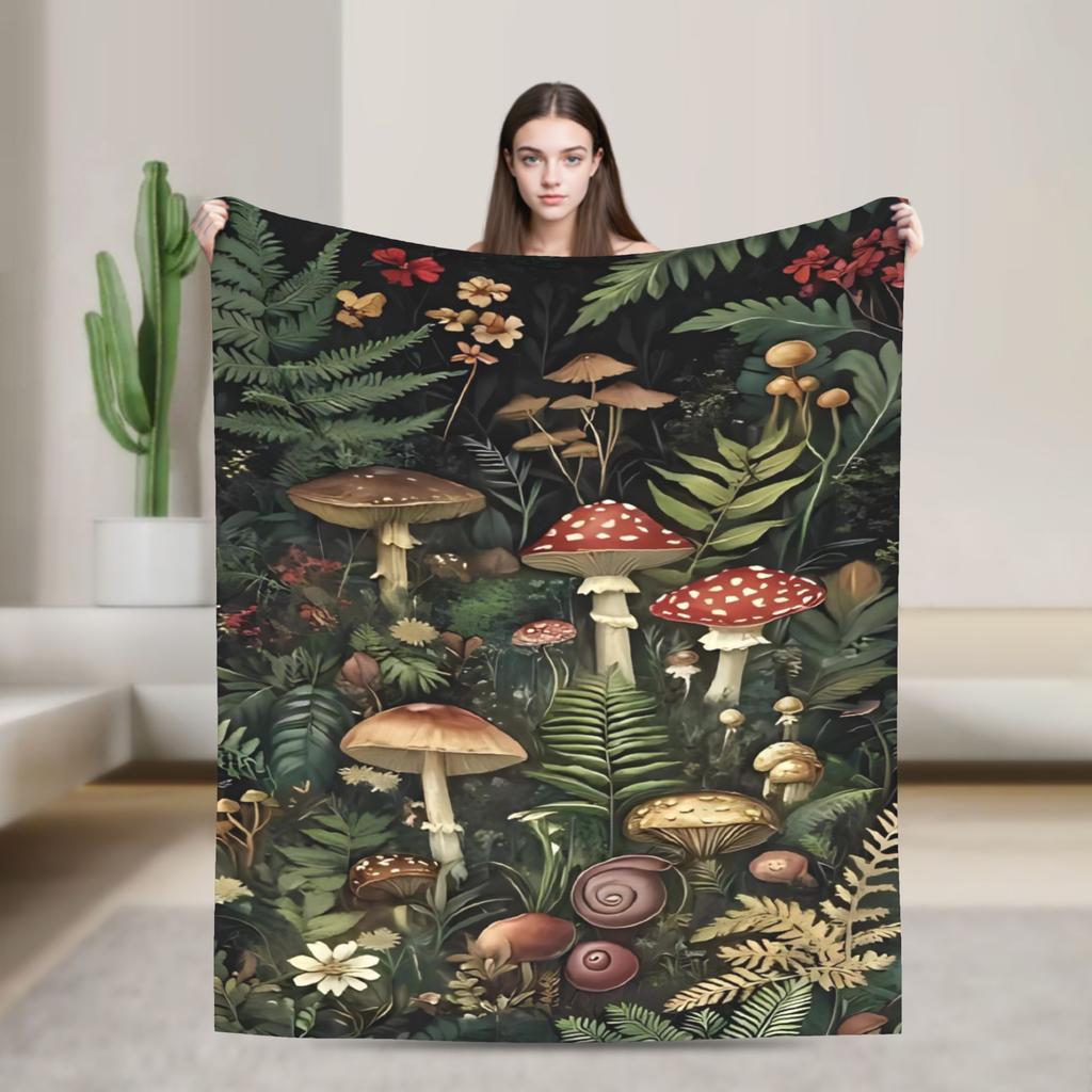 Cartoon Mushroom Blankets Fleece Decoration  Portable Super Warm Throw Blanket for Bedding Office Bedspreads