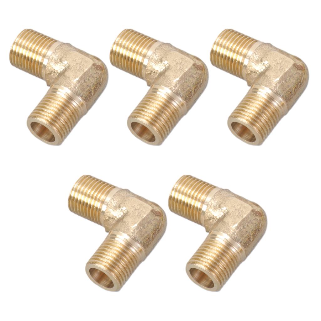 Pack of 5 Brass Elbow Threaded Fittings Corrosion Resistant Threaded Elbows Set Pipe Connectors Set for Plumbing System