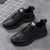 Leather sneakers women's autumn and winter waterproof and non-slip casual women's shoes all black velvet cotton shoes lightweight soft-soled travel 