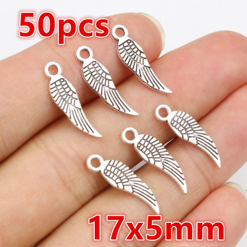 1-50pcs Alloy Metal Wings Flying Angle Heart Charms Pendant DIY Jewelry Making Accessories Findings for Necklace Keychains