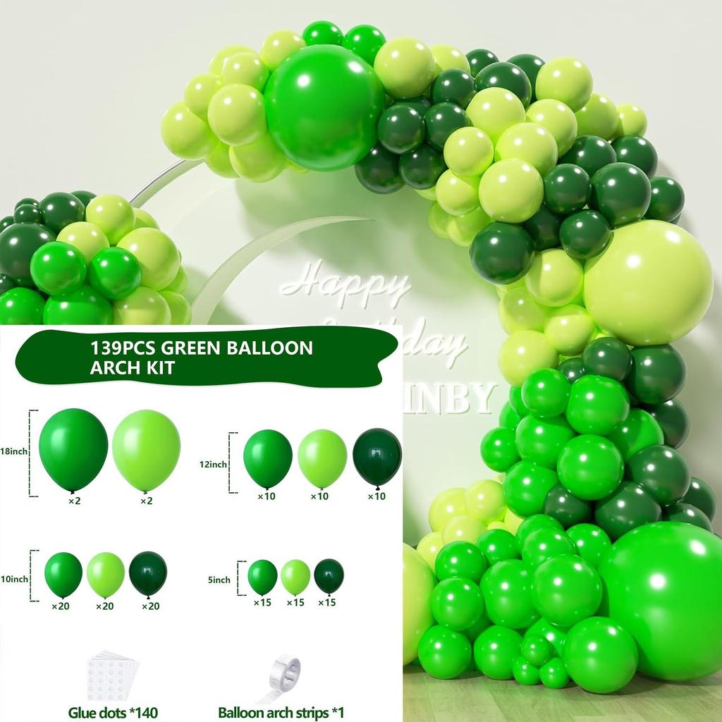 Jungle Green Birthday Arrangement Balloon Chain Package Festive Wreath Arch Party Decoration