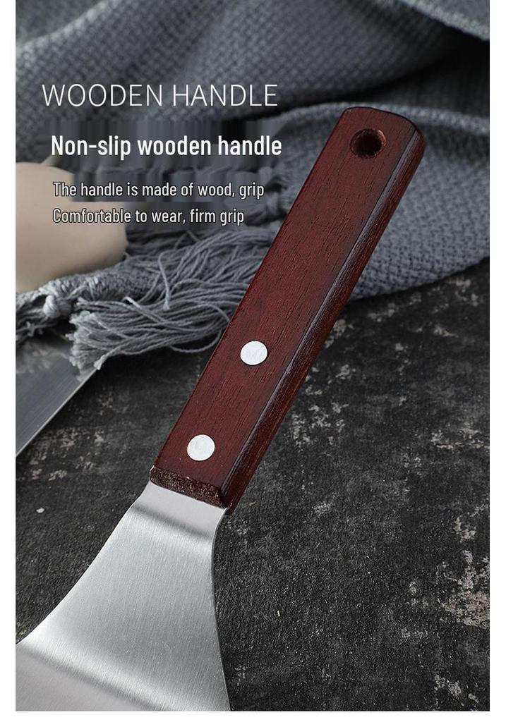 Large Round Stainless Steel Pizza Peel with Wooden Handle - Cake Transfer Tool & Baking Board